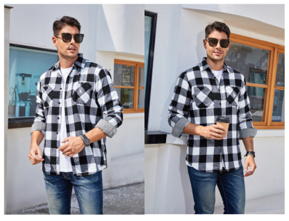 Ralkhjgph Lauren Men's flannel plaid shirt