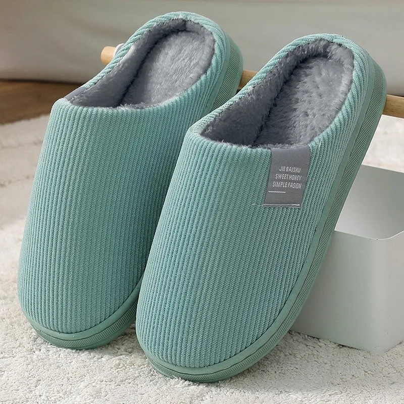 2024 Autumn And Winter Thick Sole Plush Slippers Women Home Warmth Anti-Slip Cotton Slippers Shoes For Women Zapatos