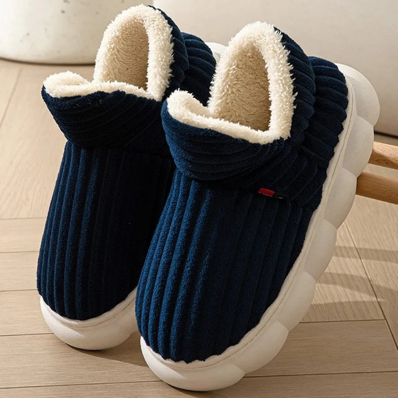 2024 Women Winter Boots Slippers Thickening Plush Warm Snow Boot Couple Thick Heels Cotton Shoes Plus Size Platform Slides Botas