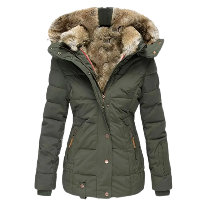 2025 Womens Coats Winter Zipper Hooded Faux Fur Inside Down Jackets