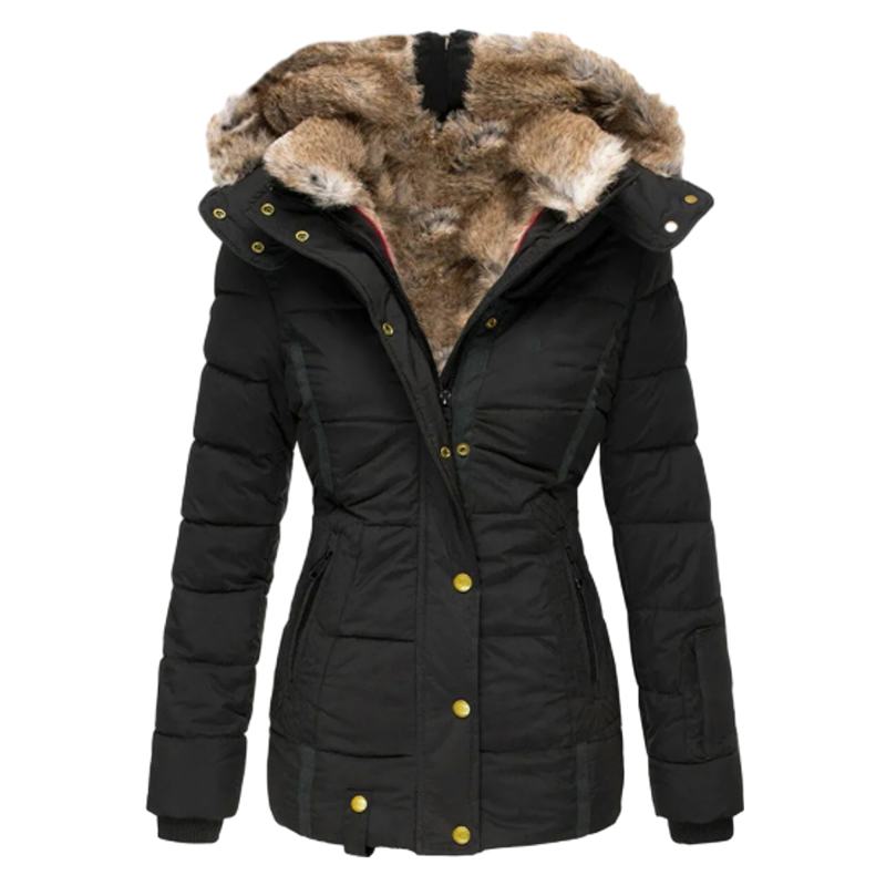 2025 Womens Coats Winter Zipper Hooded Faux Fur Inside Down Jackets
