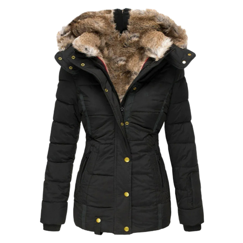 2025 Womens Coats Winter Zipper Hooded Faux Fur Inside Down Jackets