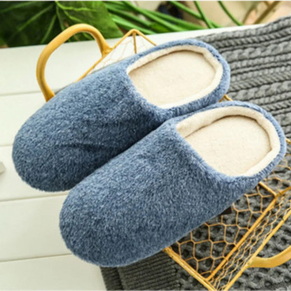 Home Slippers Winter Warm Shoes Women Indoor Soft Mule Flip Flops Silent Couple Plush Footwear Non-Slip Cotton Floor Slipper