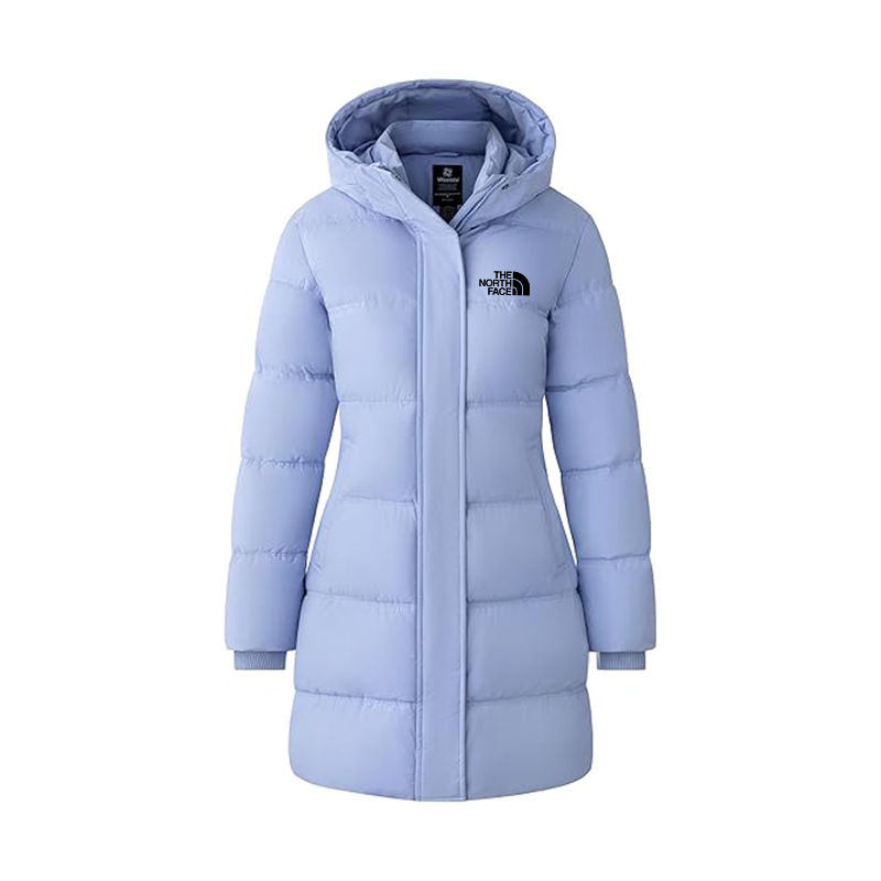 The Nokhjgrth Face 2025-Women's Recycled Winter Coat Long Puffer Jacket With Hood