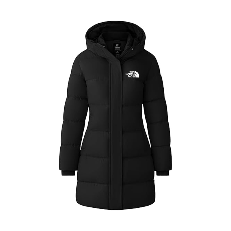 The Nokhjgrth Face 2025-Women's Recycled Winter Coat Long Puffer Jacket With Hood
