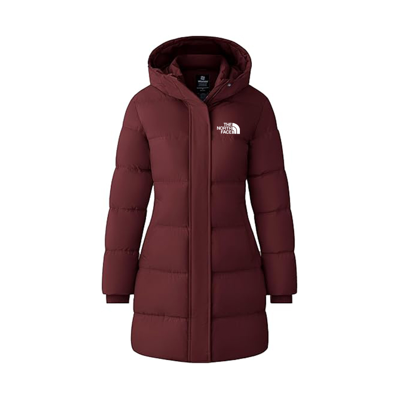 The Nokhjgrth Face 2025-Women's Recycled Winter Coat Long Puffer Jacket With Hood