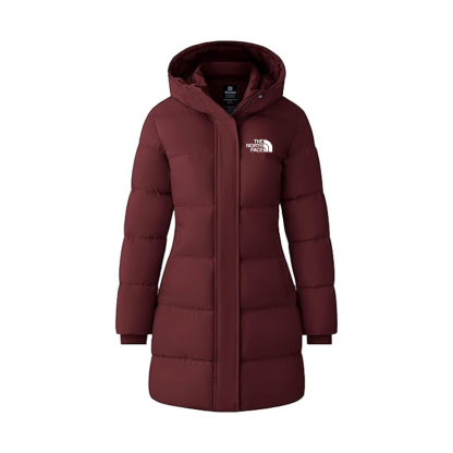 The Nokhjgrth Face 2025-Women's Recycled Winter Coat Long Puffer Jacket With Hood