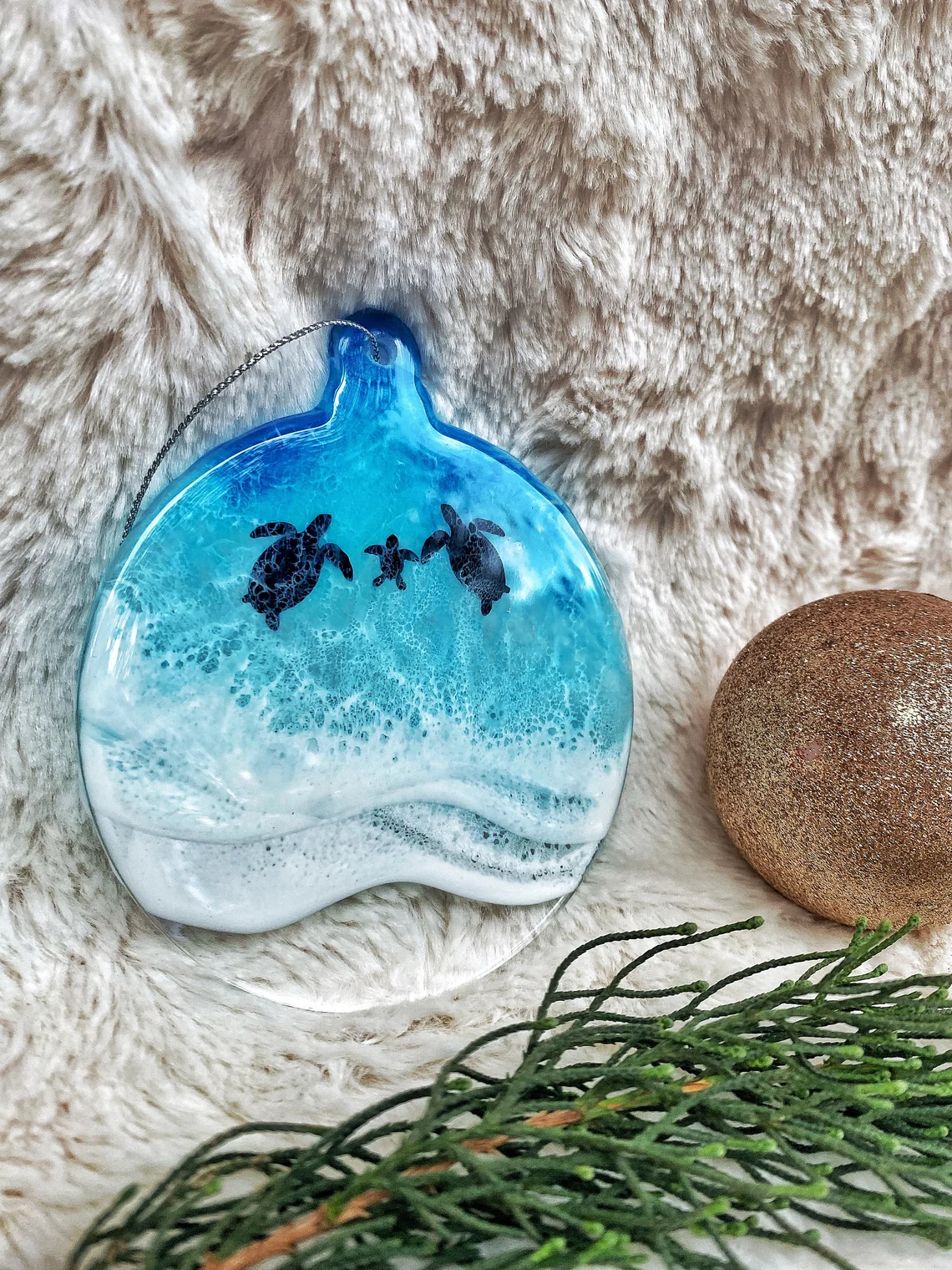 Turtle Christmas Resin Ornament