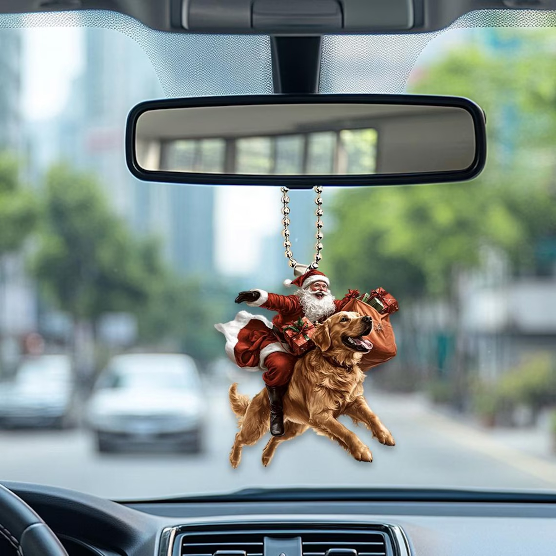 2D Flat Funny Golden Retriever Ornament