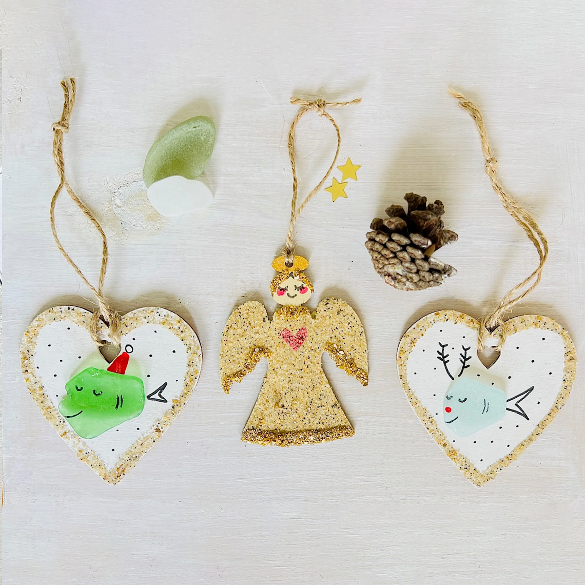 Christmas Fish Sea Glass Ornament