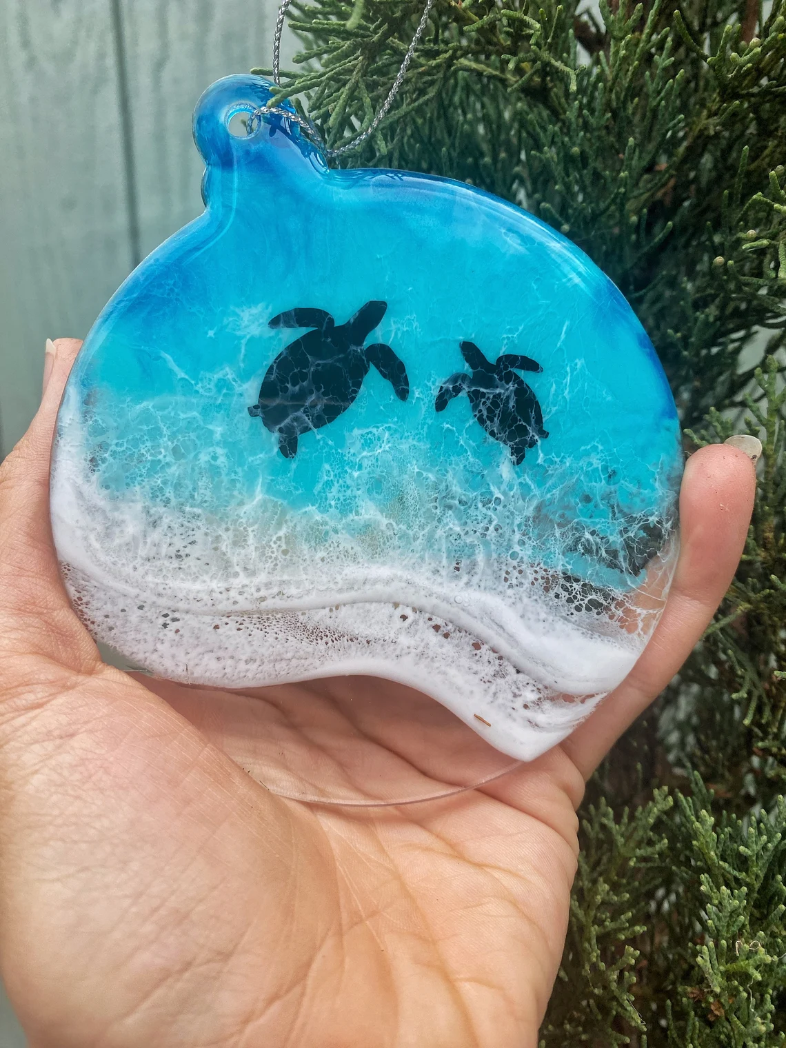 Turtle Christmas Resin Ornament