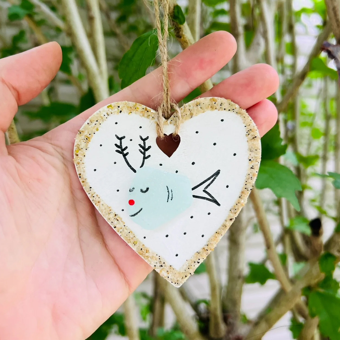 Christmas Fish Sea Glass Ornament