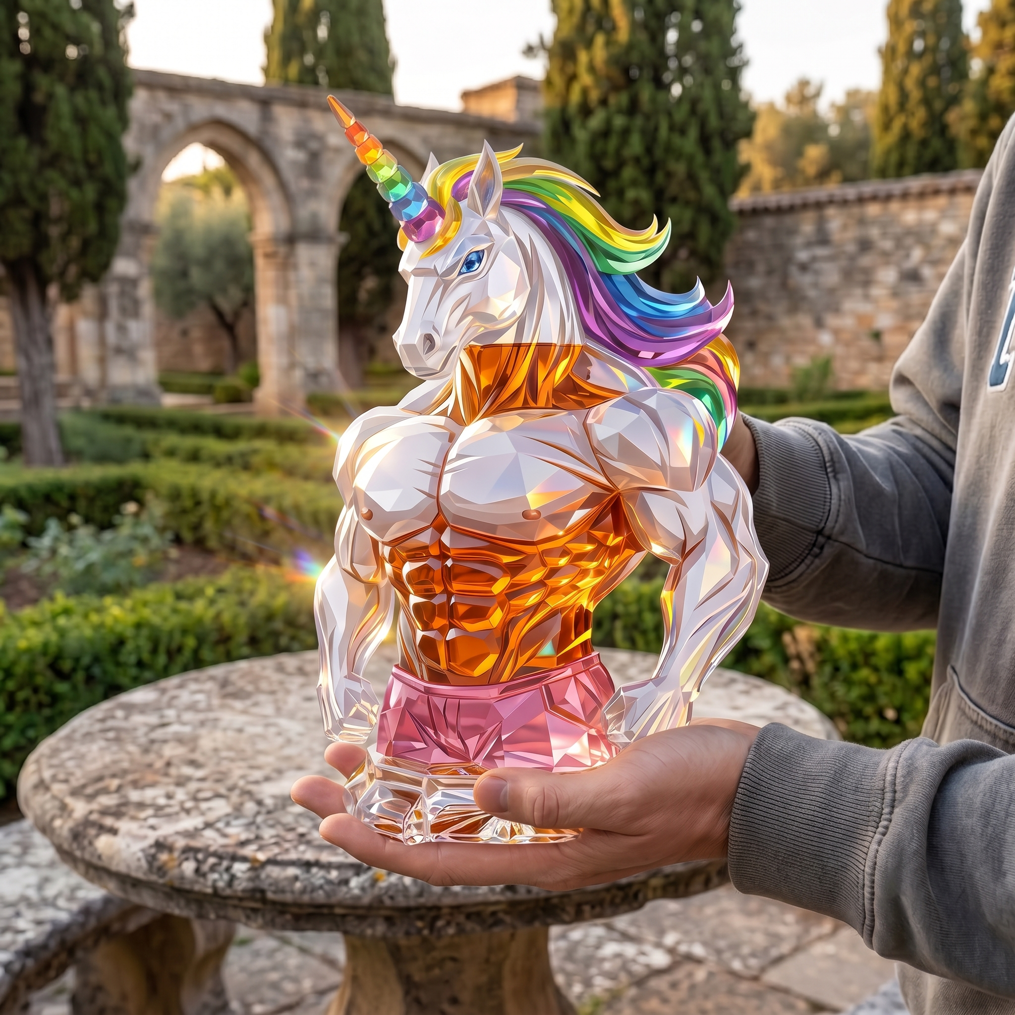 Muscular Unicorn Glass Decanter