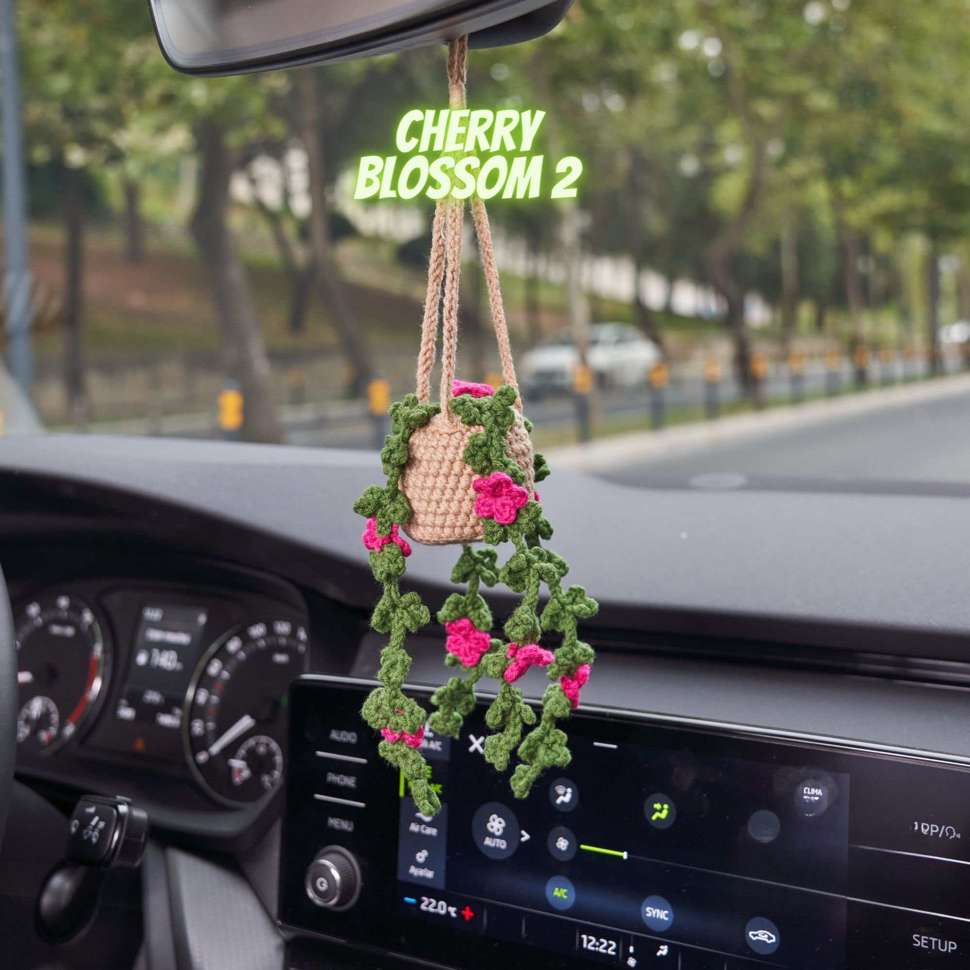 Cute Crochet Flower Car Ornament