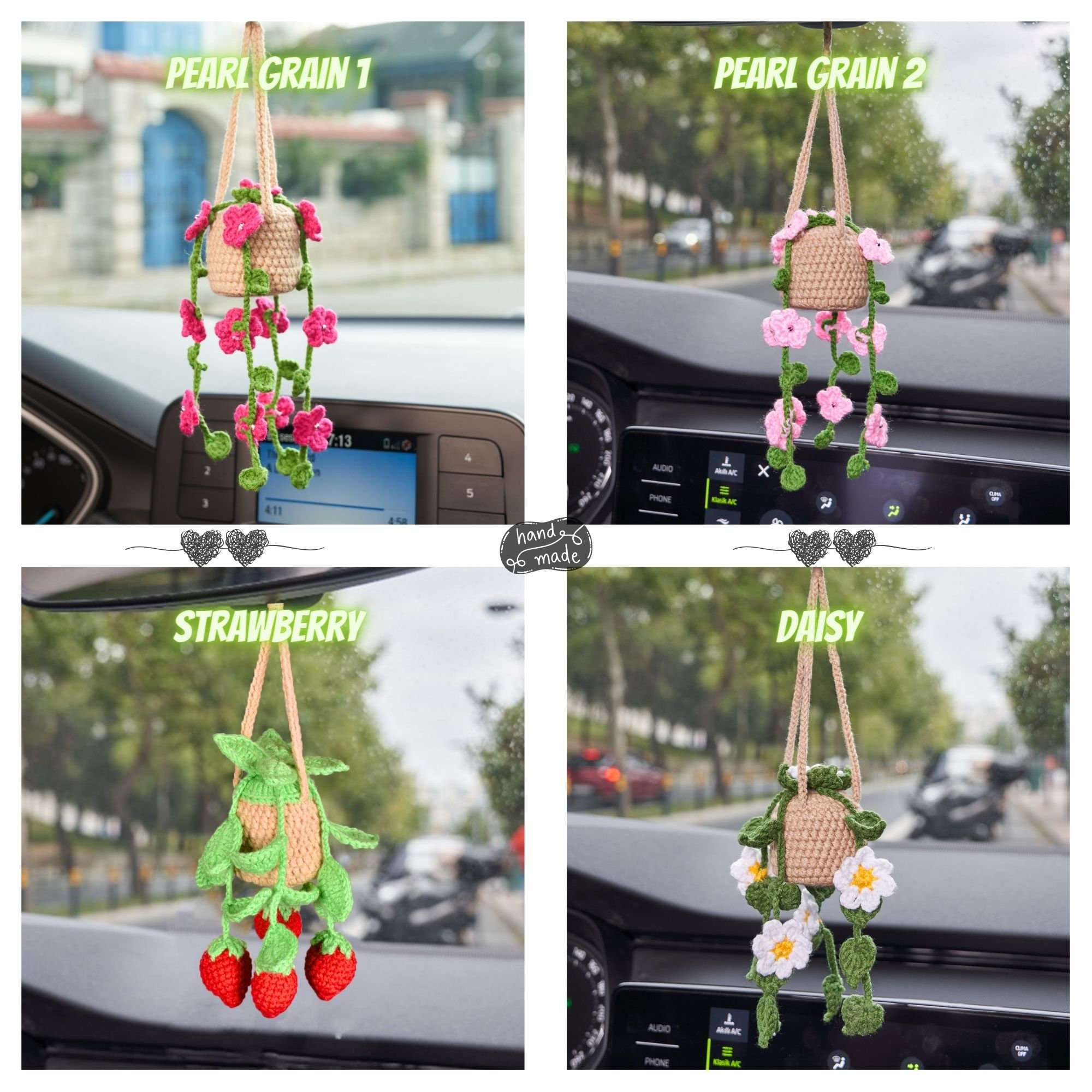 Cute Crochet Flower Car Ornament