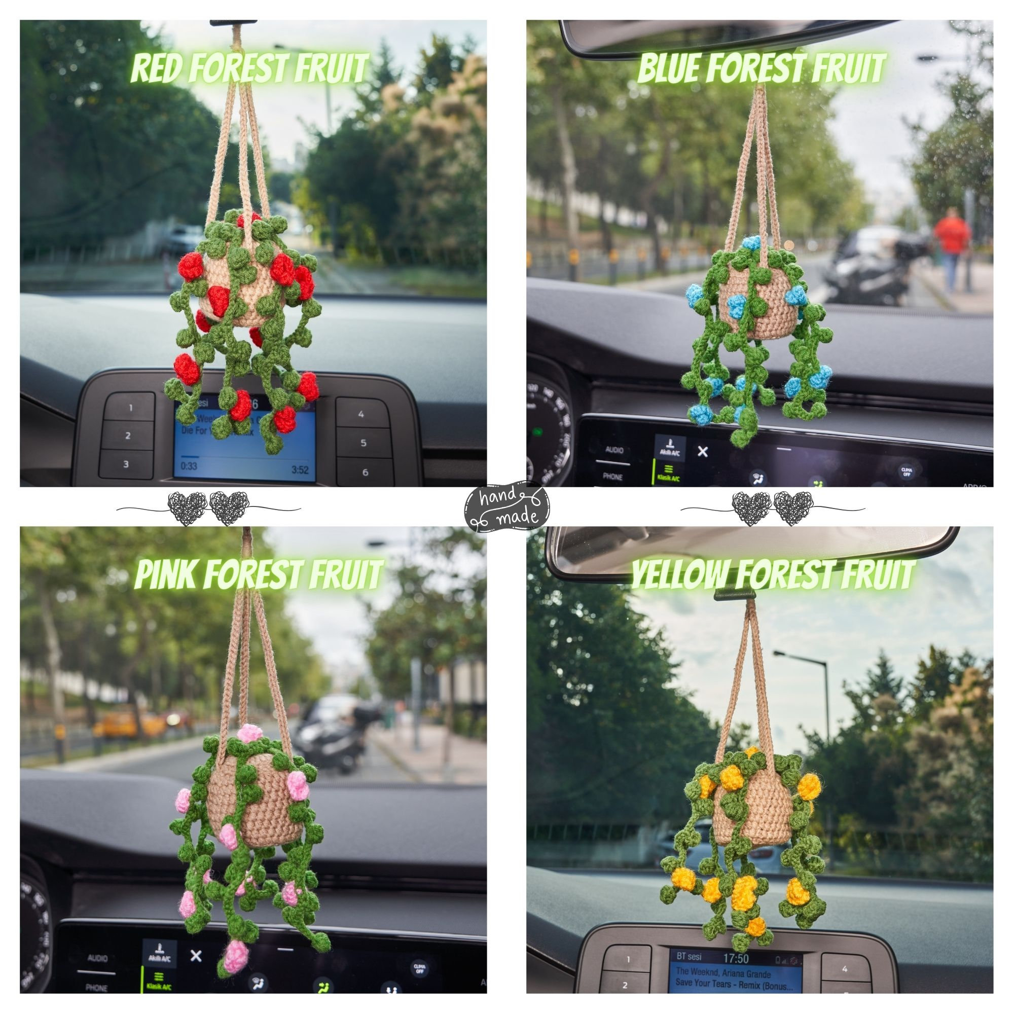 Cute Crochet Flower Car Ornament