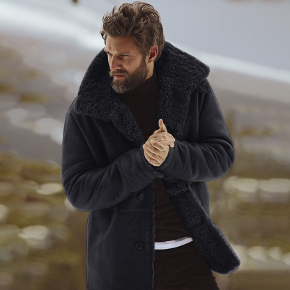 Warme Basic-Jacke für Herren im Winter 2024 / Braun / Grau