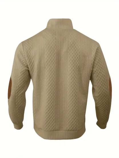 Männlicher Outdoor Casual Stehkragen Kaschmir Knopf Langarm Pullover