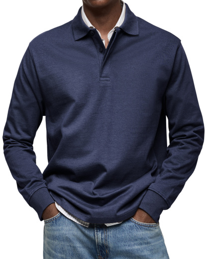 CLEARANCE SALE🔥 Herren Alltagskomfort Revers Knopf Freizeit Langarm POLO Hemd