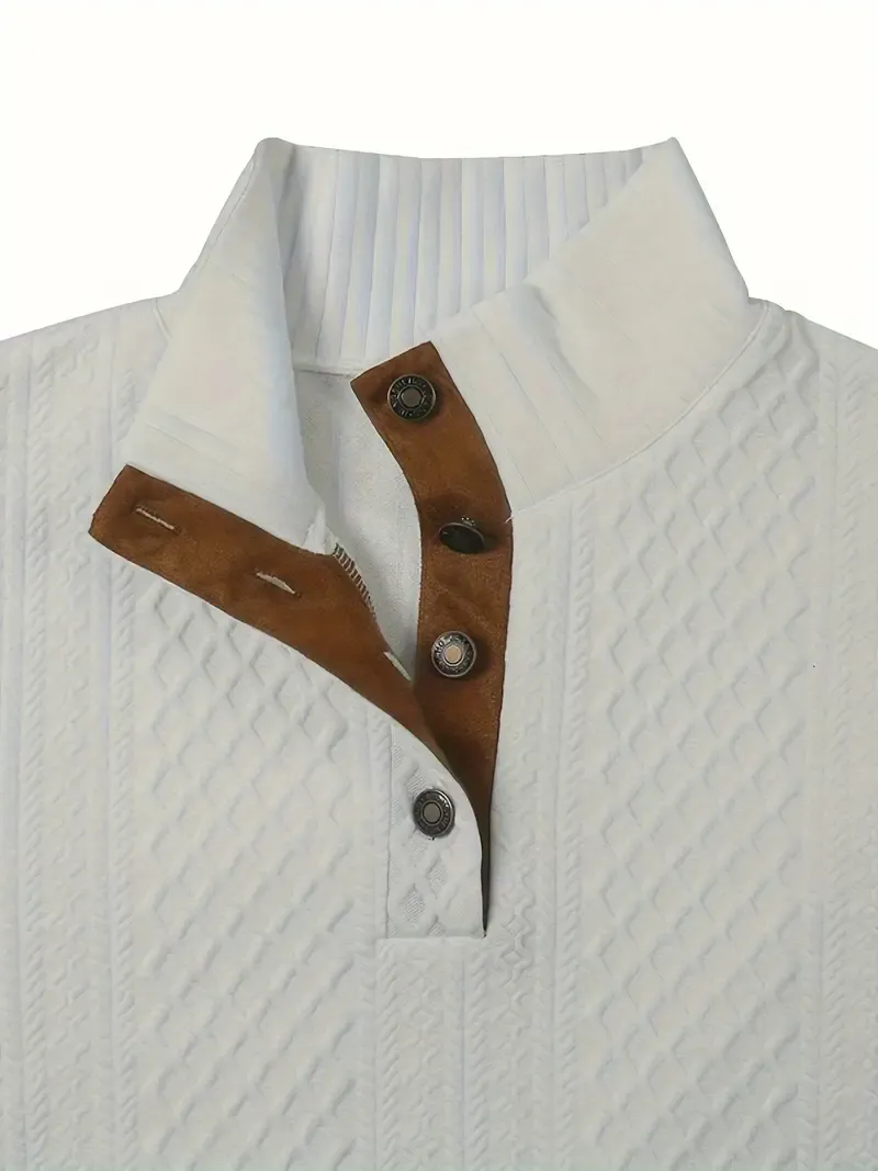 Männlicher Outdoor Casual Stehkragen Kaschmir Knopf Langarm Pullover