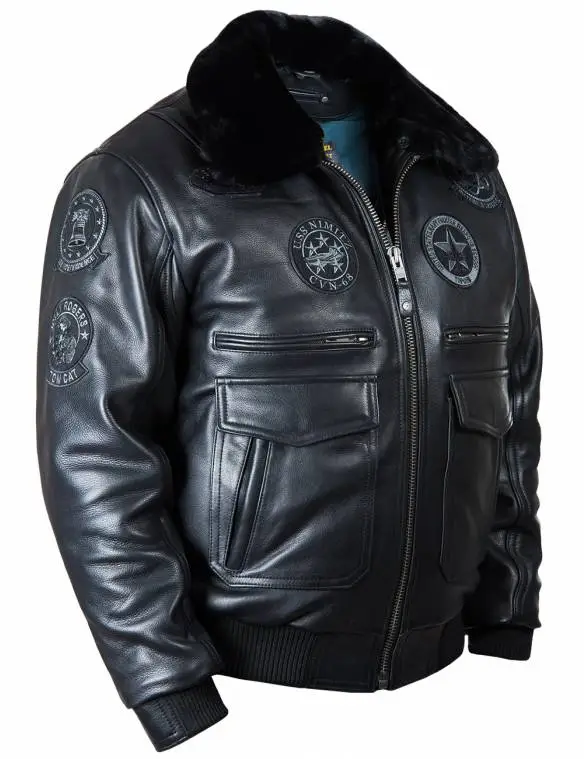 NEU ANKUNFT – TOP GUN JOLLY ROGERS FLIGHT LEDERJACKE SCHWARZ