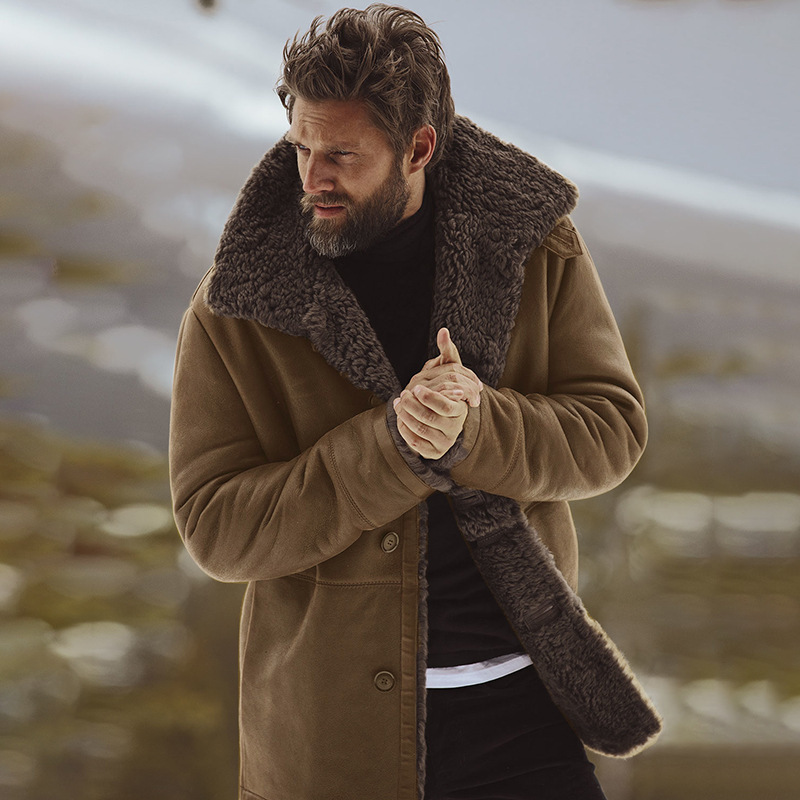 Warme Basic-Jacke für Herren im Winter 2024 / Braun / Grau