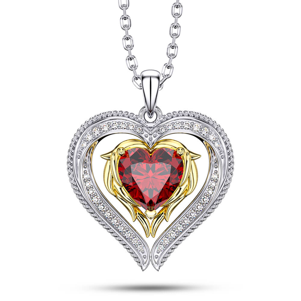 Fashion Double Love Heart Necklace For Women Girls Jewelry