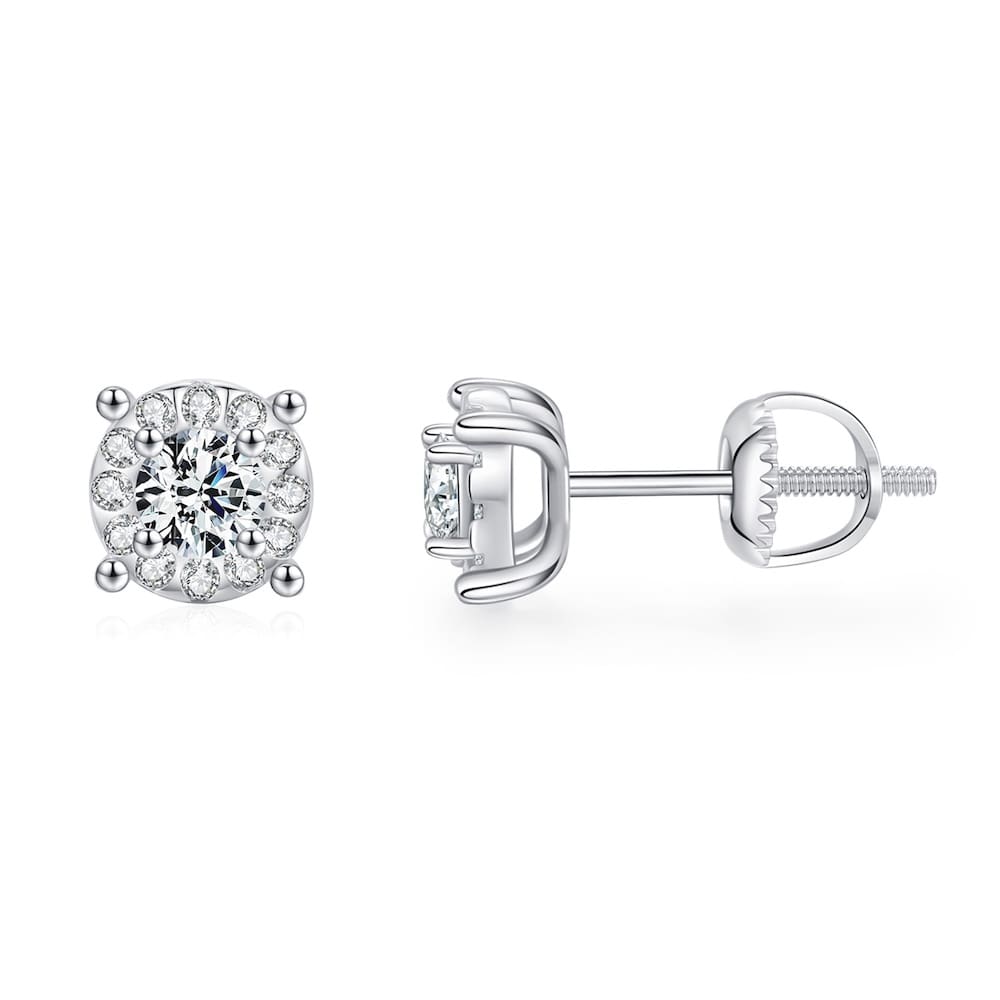 Classic Moissanite Stud Earrings 925 Sterling Silver Jewelry