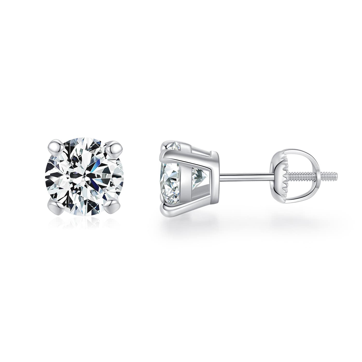 Classic 1ct Moissanite Stud Earrings For Women 925 Sterling