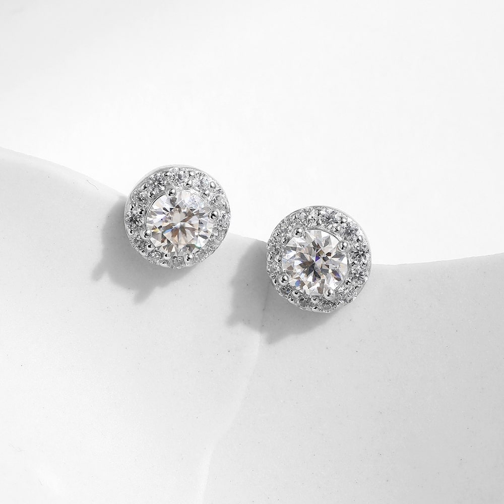 ★TATIANA★ Silver 925 Moissanite 05 Carat Earrings DE0002 1 0.5ct Classic Moissanite Stud Earrings 925 Sterling Silver