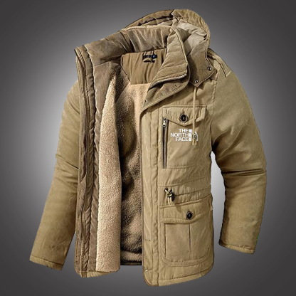 The Nottgrth Face Men's Winter Hooded Jacket Windproof  Lined Fleece Windbreaker Coat Outerwear Warm Parka