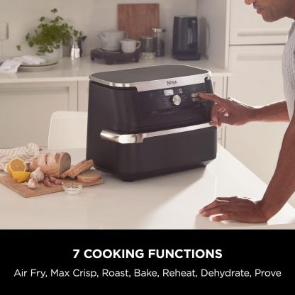 Ninja Foodi MAX Dual Zone Air Fryer, Amazon Exclusive, Tongs, 2 Drawers, 9.5L, 6-in-1, Use No Oil, Air Fry, Max Crisp, Roast, Bake, 8 Portions, Nonstick Dishwasher Safe Baskets, Copper/Black AF400UKCP