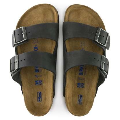 Women's  Birkethtnstock - Arizona blød fodseng - Black Oiled Leather