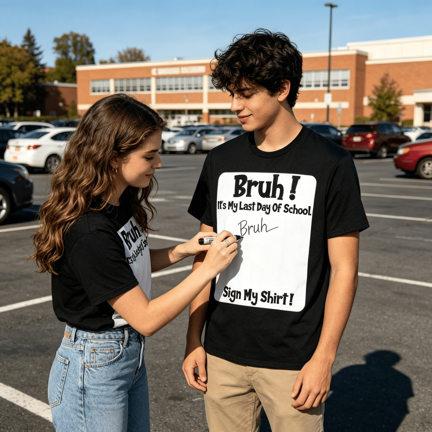 Bruh It'S My Last Day Of School Sign My T-Shirt For Boys Soft Fabric