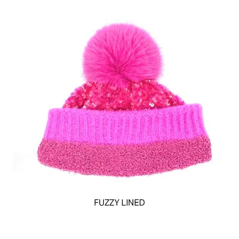 🔥Last Day 50% OFF - Sequin Fur Pom Beanie for Women