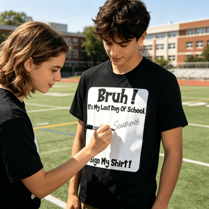 Bruh It'S My Last Day Of School Sign My T-Shirt For Boys Soft Fabric