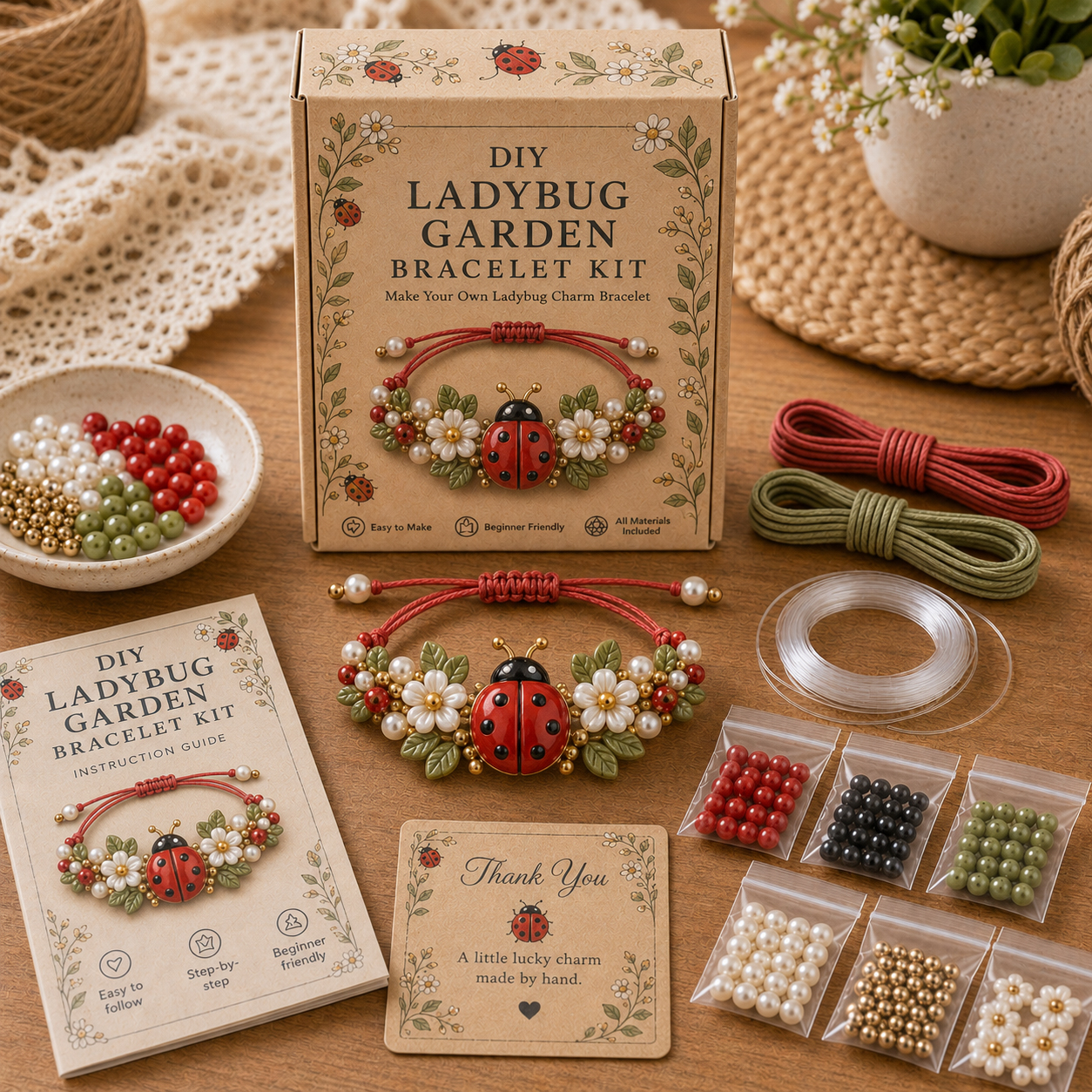 🦋🌼Enchanted Garden Charm Bracelet DIY Kit Series✨🐝🐞