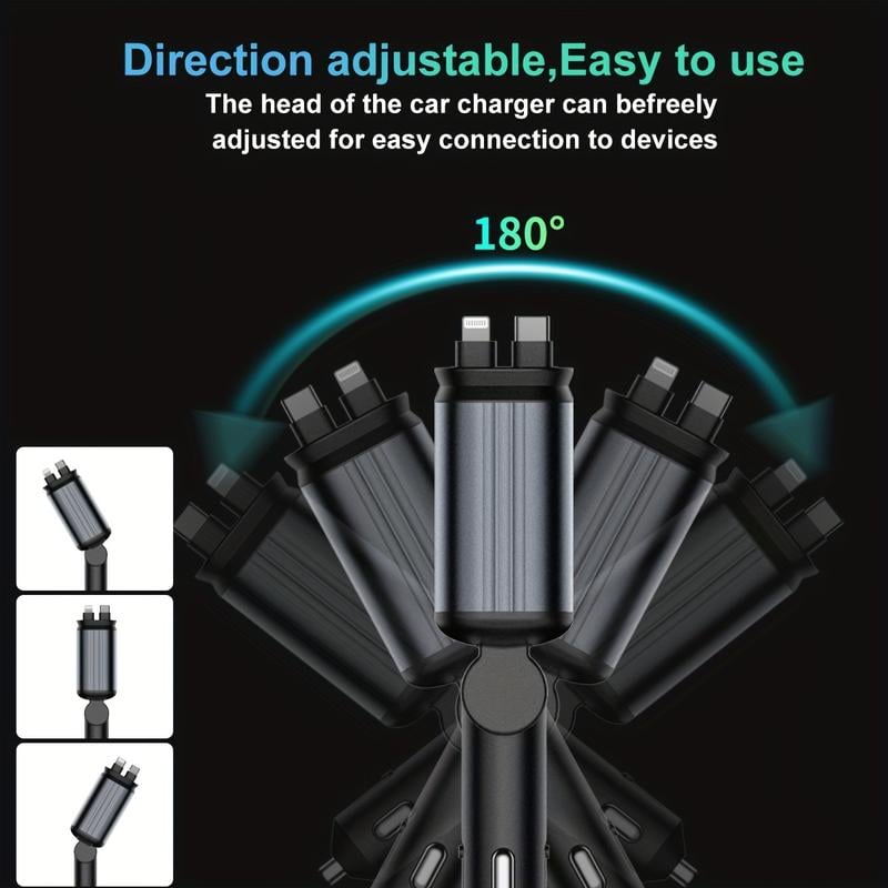 ⚡Starlight In Car Roof Retractable Car Charger,4-in-1 Fast Car Charger 🔋 | USB-C & Lightning | Fits iPhone & Android (Buy 2 FREE SHIPPING)