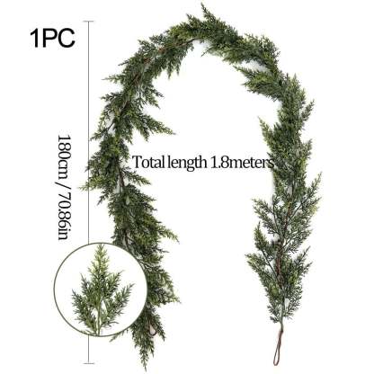 🎅⛄2025 Christmas Artificial Cypress Leaf Vine Wreath🎄(1.8m)