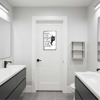 Vintage Black & White Cat Wall Art