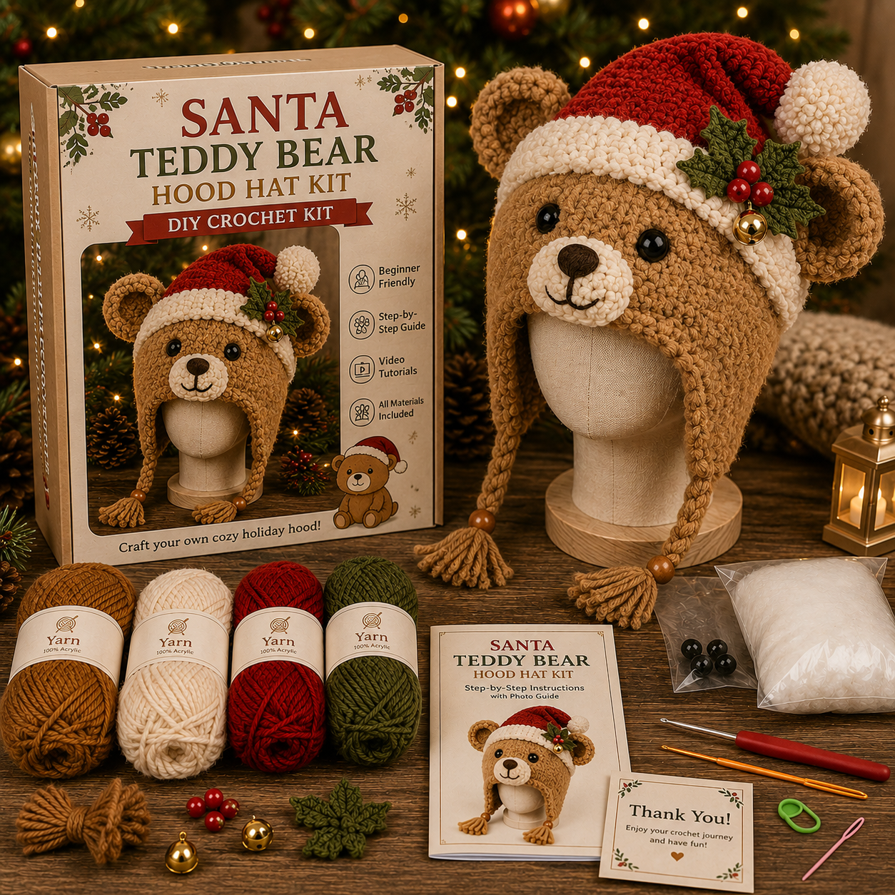 Christmas Highland Cow Hood Hat DIY Crochet Kit™