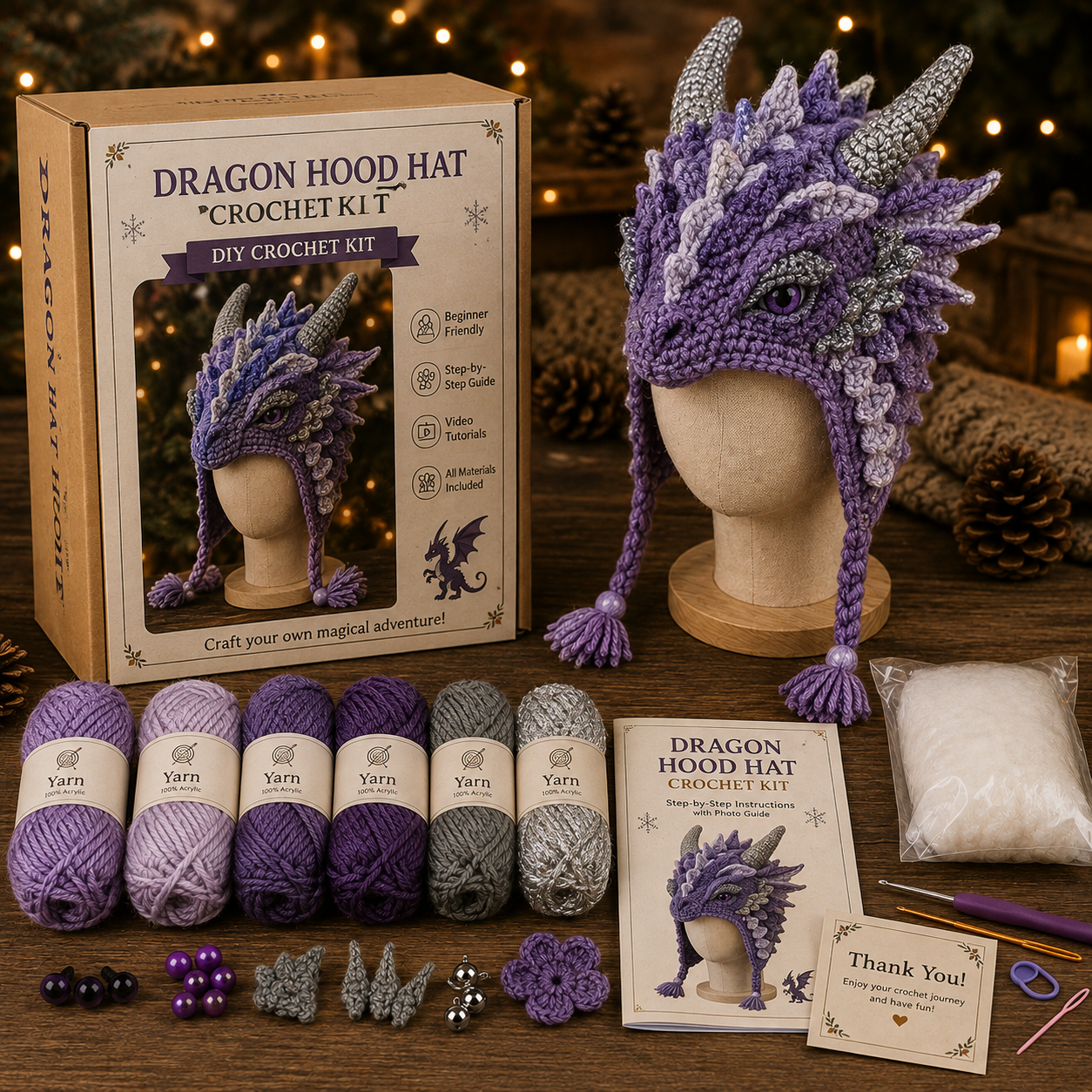 🔥Last Day🔥BUY 3 GET 1 FREE - Christmas Highland Cow Hood Hat DIY Crochet Kit™