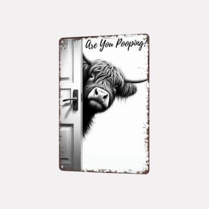 🔥Last Day 49% OFF - 🐄 The Cheeky Visitor: Vintage Highland Cow Sign