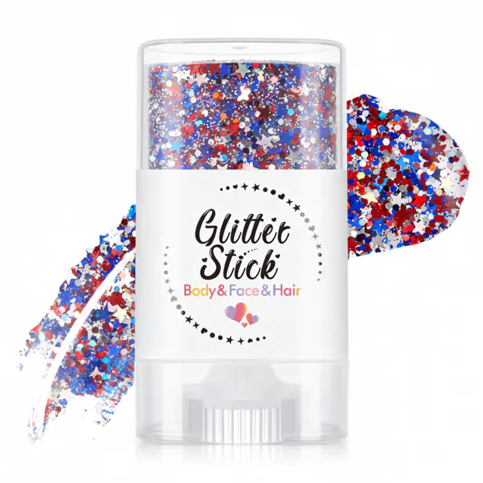 3-in-1 Patriotic Glow😍✨Red, White & Blue Glitter Body Stick