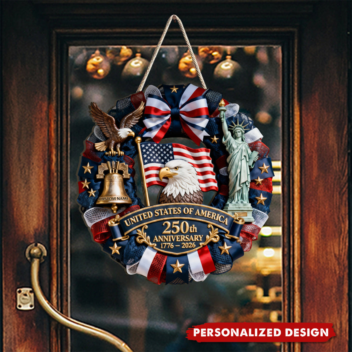 US 250th Anniversary-Personalized Patriot Wood Sign