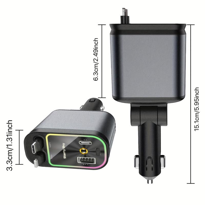 ⚡Starlight In Car Roof Retractable Car Charger,4-in-1 Fast Car Charger 🔋 | USB-C & Lightning | Fits iPhone & Android (Buy 2 FREE SHIPPING)