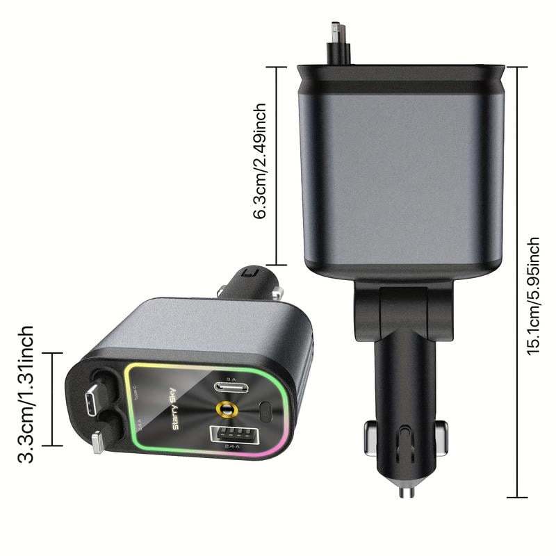 ⚡Starlight In Car Roof Retractable Car Charger,4-in-1 Fast Car Charger 🔋 | USB-C & Lightning | Fits iPhone & Android (Buy 2 FREE SHIPPING)