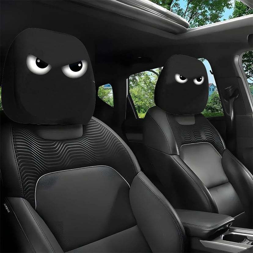 😆 Funny Cartoon Car Headrest Covers – 2PCS Universal Fit 🚗
