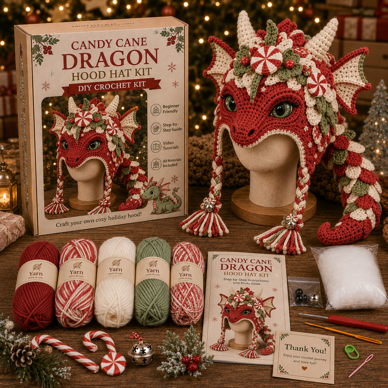 🔥Last Day🔥BUY 3 GET 1 FREE - Christmas Highland Cow Hood Hat DIY Crochet Kit™
