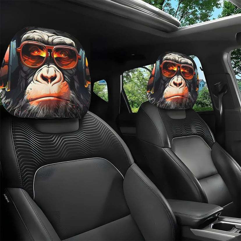 😆 Funny Cartoon Car Headrest Covers – 2PCS Universal Fit 🚗